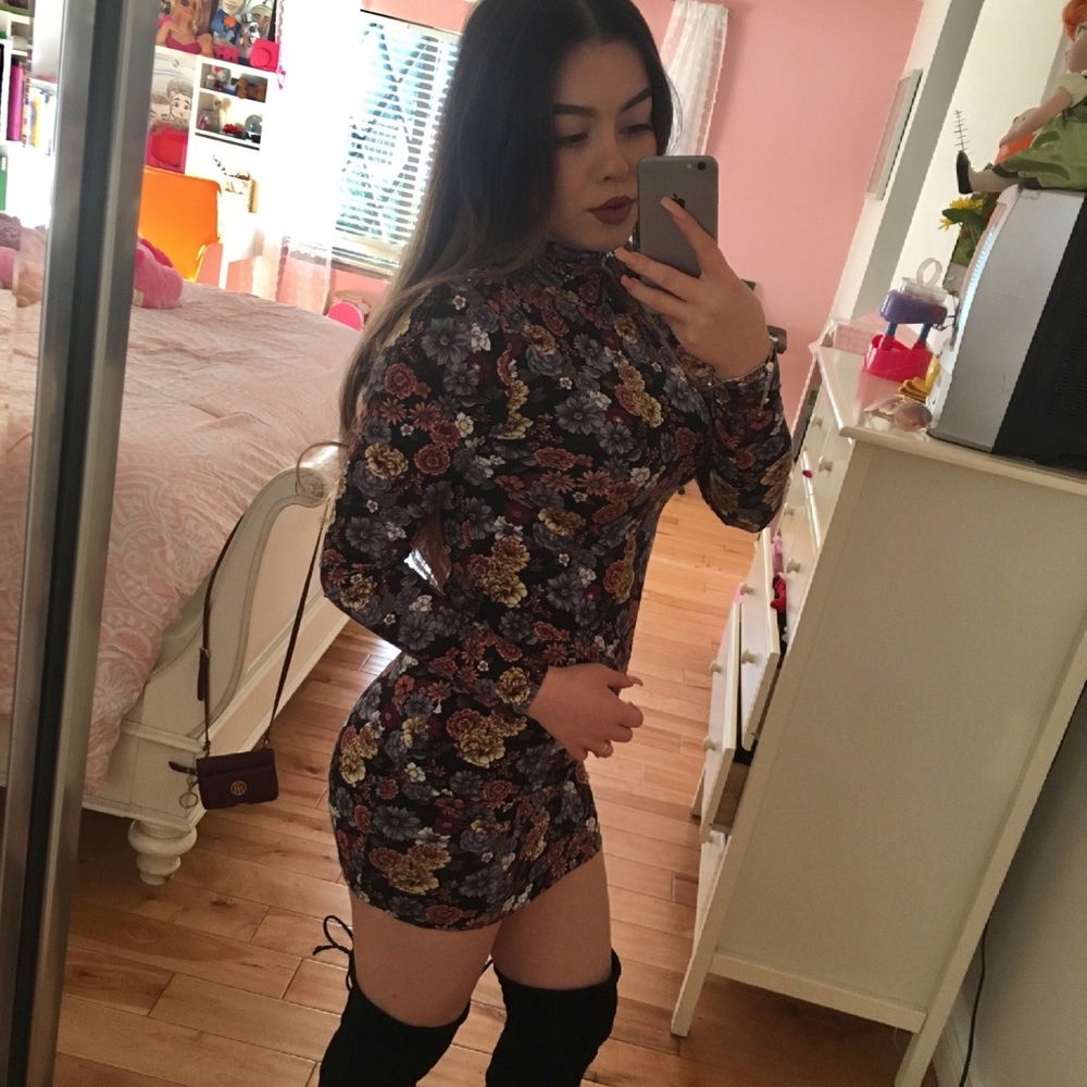 Turtle neck floral dress